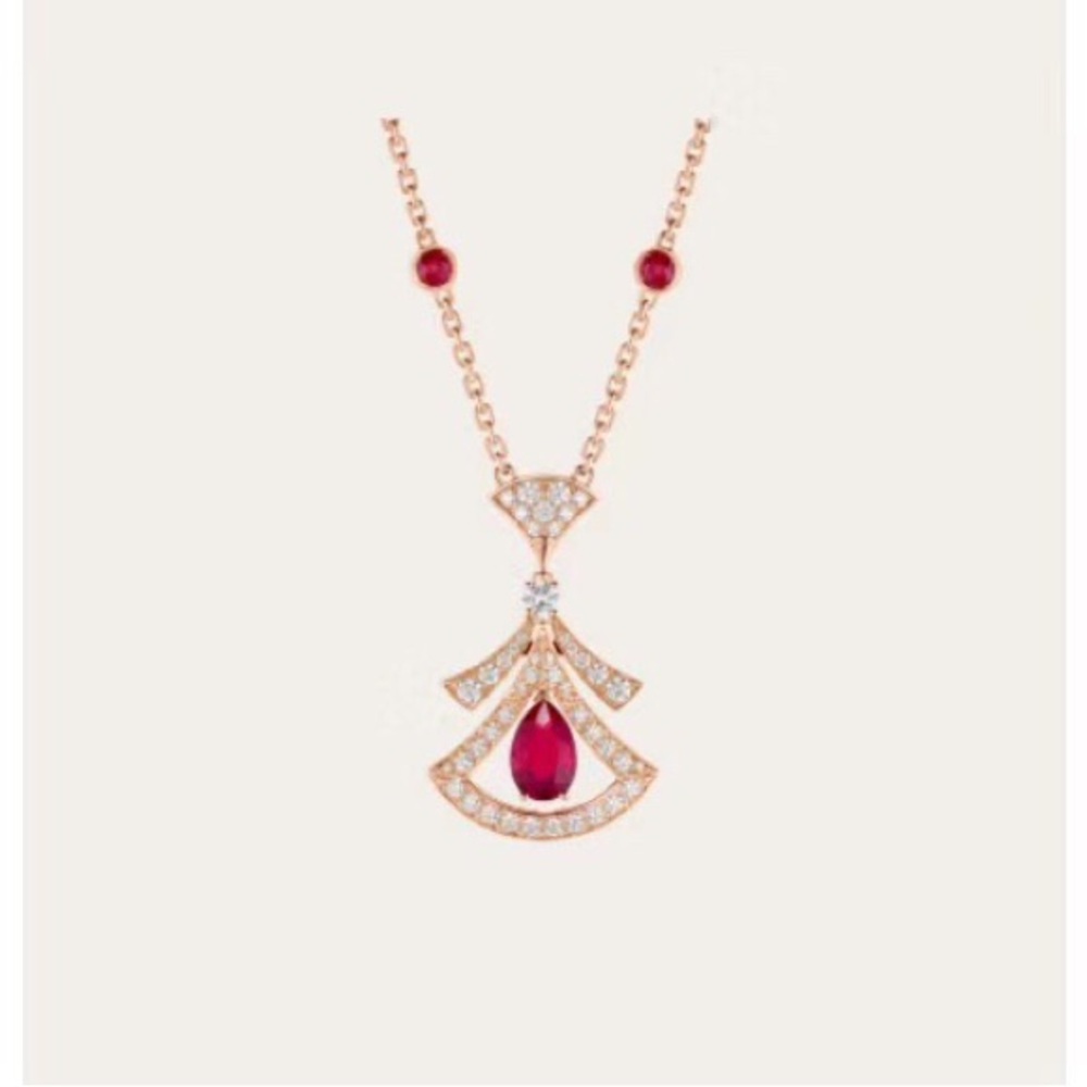 Bulgari Rose Gold Necklace with Pink Gems - Picture 2 of 6